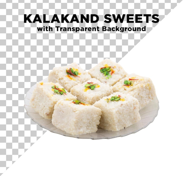 PSD kalakand pakistani sweet mithai photo psd with transparent background