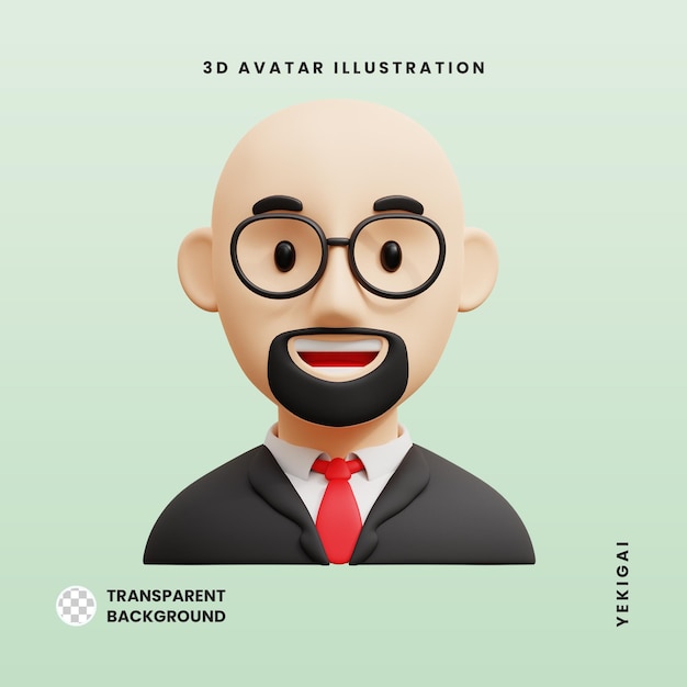 Kale zakenman 3d avatar karakterillustraties