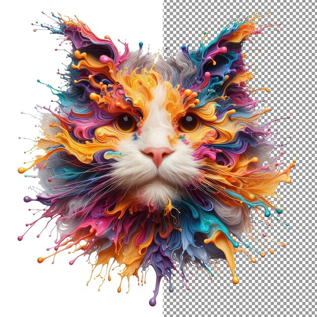 Kaleidokitty colorful splash cat portrait