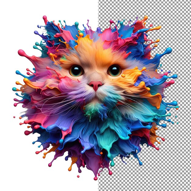 KaleidoKitty Colorful Splash Cat Portrait