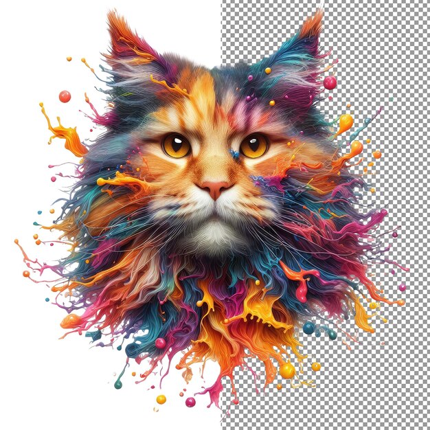 Kaleidokitty colorful splash cat portrait