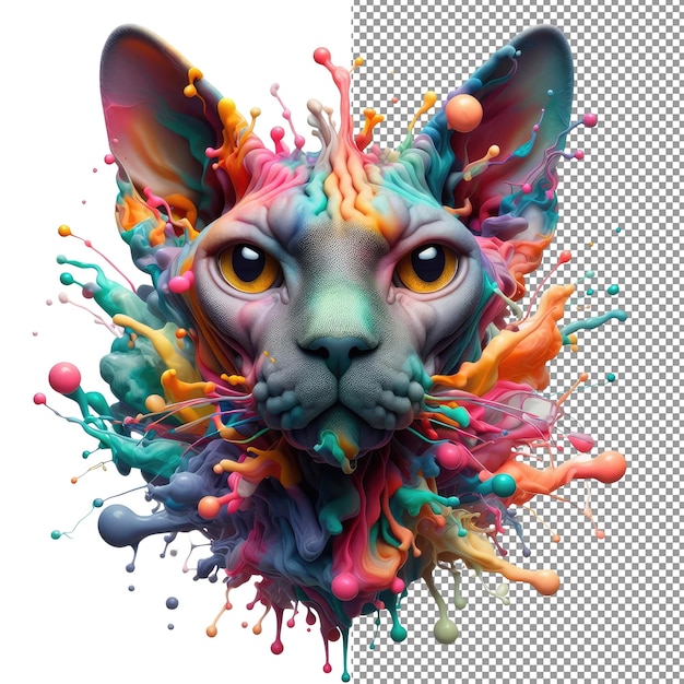 Kaleidokitty colorful splash cat portrait