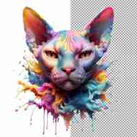 PSD kaleidokitty colorful splash cat portrait