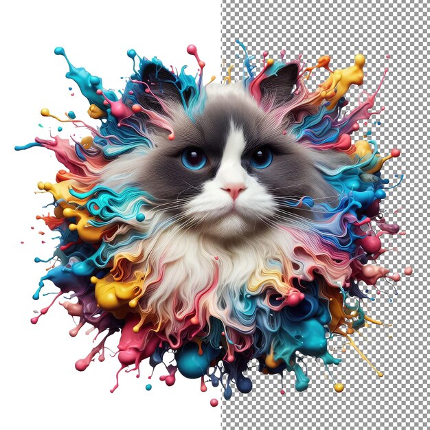 PSD kaleidokitty ritratto di gatto splash colorato