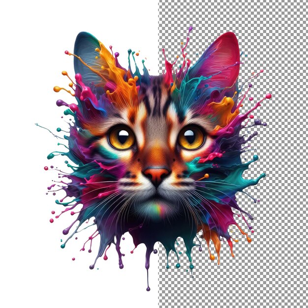 PSD kaleidokitty kleurrijke splash cat portret