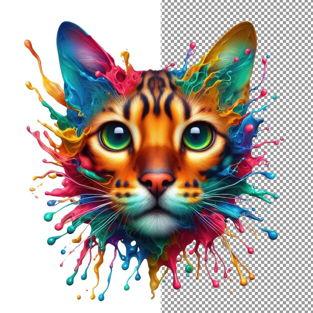 PSD kaleidokitty kleurrijke splash cat portret