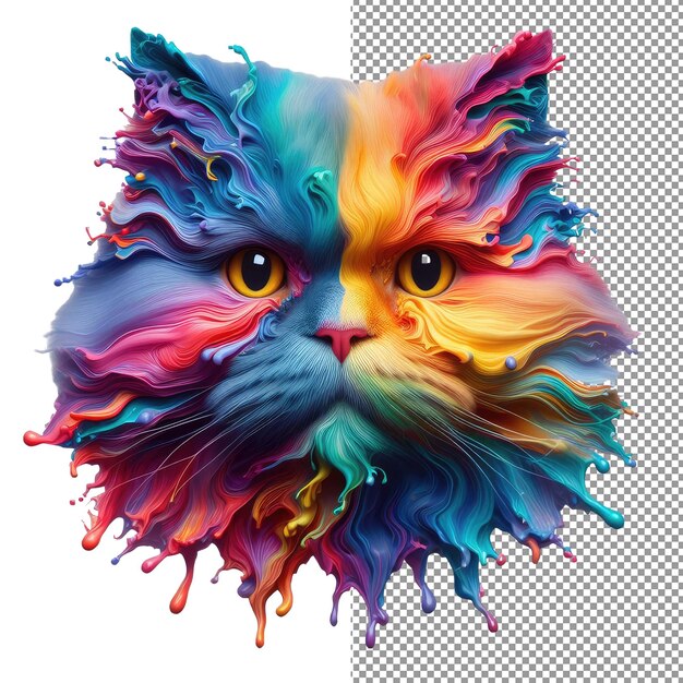 PSD kaleidokitty kleurrijke splash cat portret