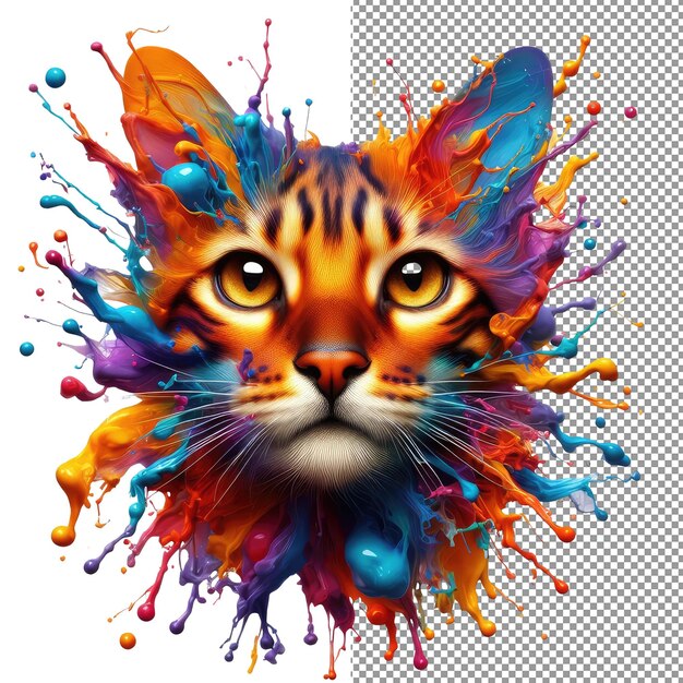 Kaleidokitty kleurrijke splash cat portret