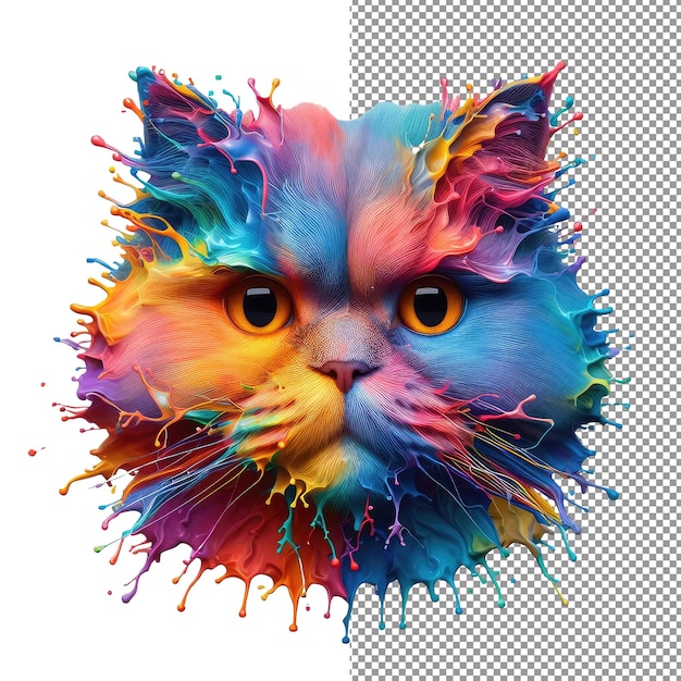 PSD kaleidokitty kolorowy portret kotka