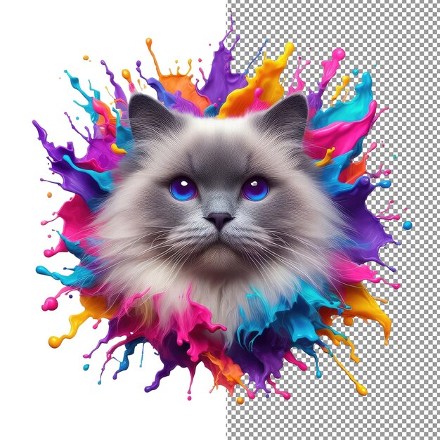 PSD kaleidokitty kolorowy portret kotka