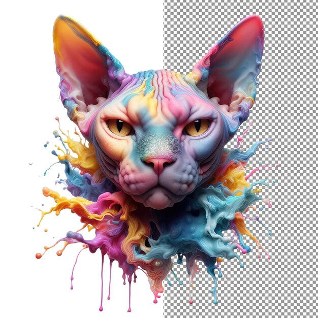 PSD kaleidokitty kolorowy portret kotka