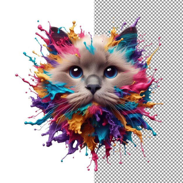 PSD kaleidokitty kolorowy portret kotka