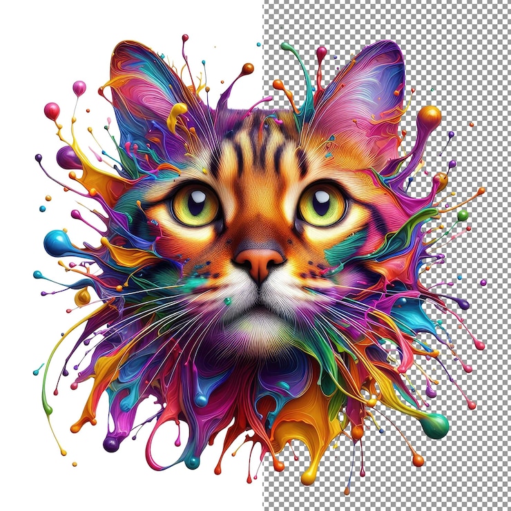 PSD kaleidokitty kolorowy portret kotka