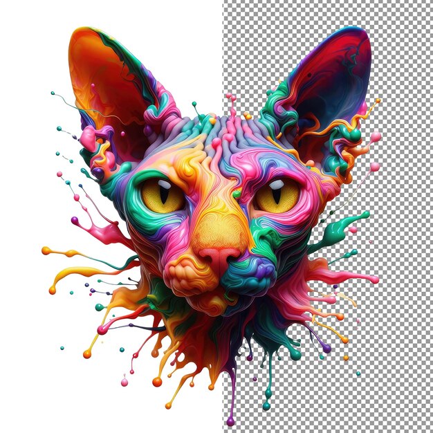 PSD kaleidokitty kolorowy portret kotka