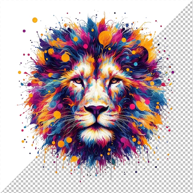 PSD the kaleidoscopic king colorful lion portrait