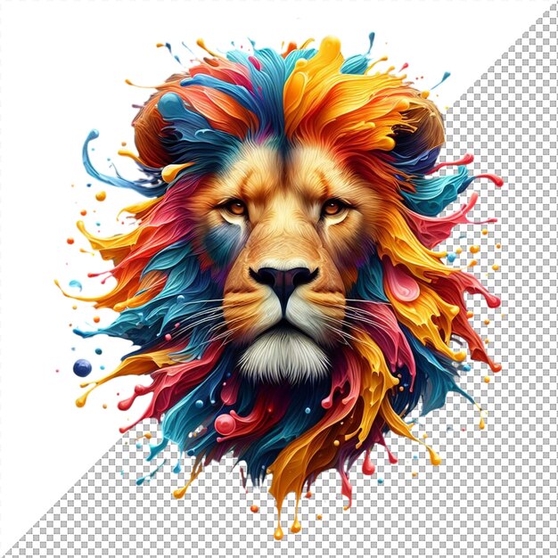 PSD the kaleidoscopic king colorful lion portrait