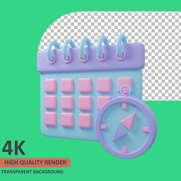 Kalendarz 3d podróżnik ikona ilustracja wysokiej jakości render