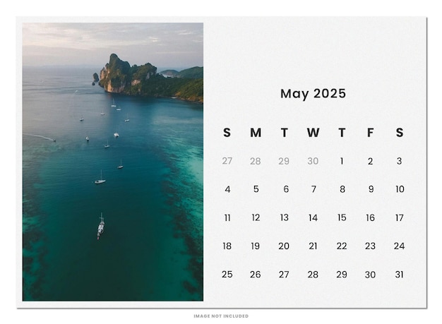 PSD kalendarz maj 2025 a4 papier psd szablon projekt kalendarz 2025 planner ściany