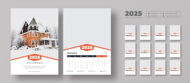 Kalendarz ścienny 2025 szablon Kalendarz kalendarzowy ściany biznesowej