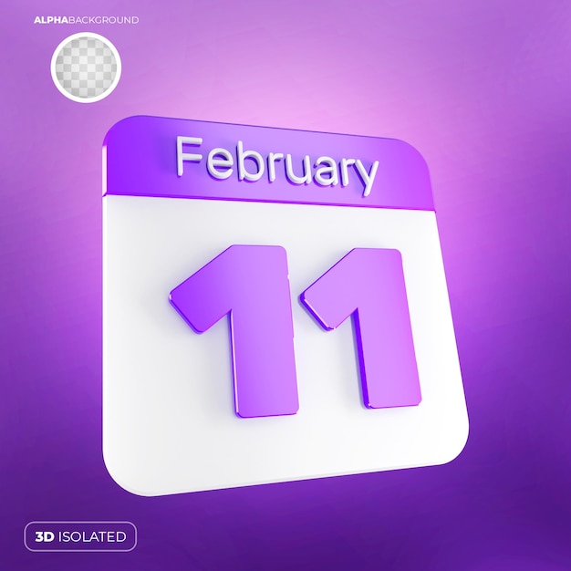 Kalender 11 februari 3d premium psd