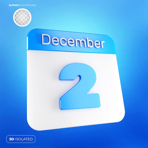 Kalender 2 december 3D Premium PSD