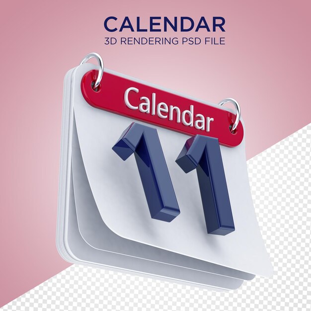 Kalender 3D-rendering met geïsoleerde achtergrond Premium Psd