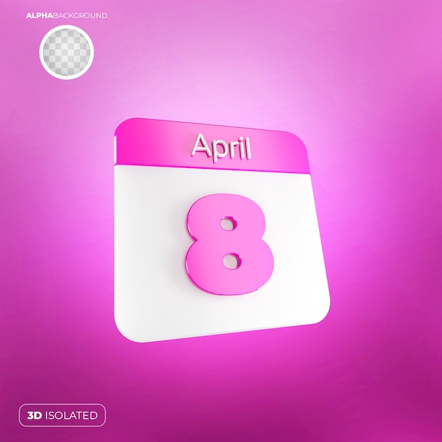 Kalender 8 april 3D Premium PSD