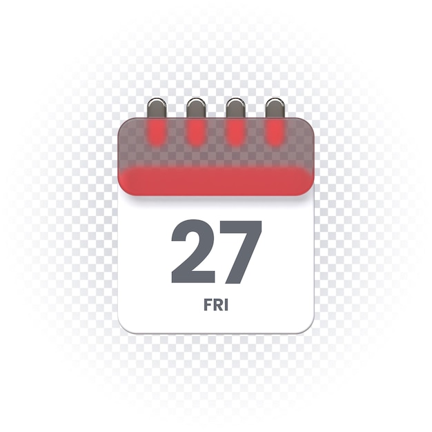 PSD kalender glazen pictogram mockup 3d render geïsoleerd