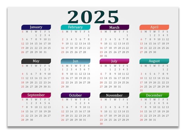 Kalenderontwerp 2025 met kleur