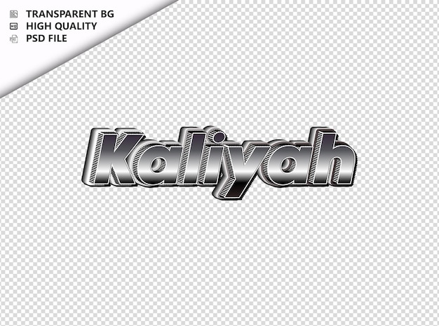 PSD tipografia kaliyah testo argento nero psd trasparente