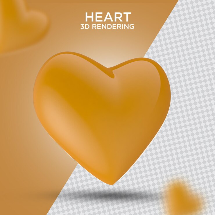 PSD kalp aşk emoji 3d render