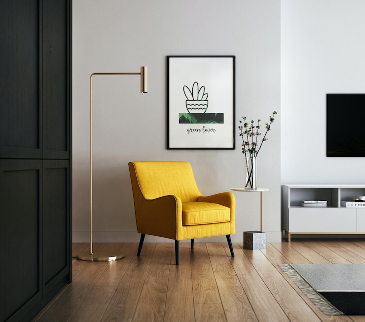 PSD kamer poster mockup muur foto mockup