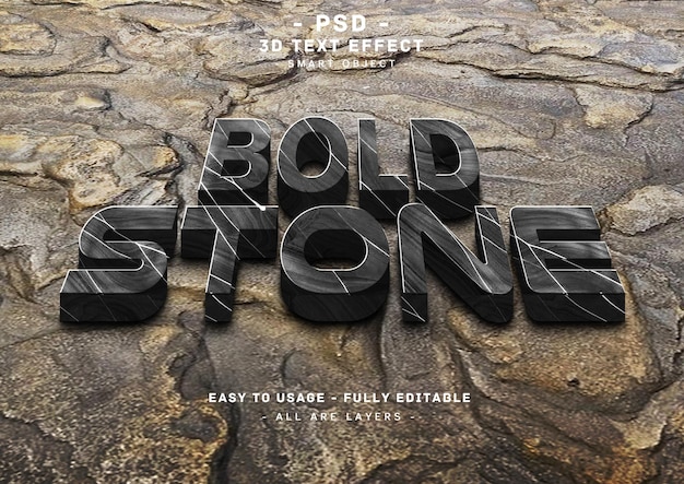 PSD kamienny efekt tekstowy 3d pogrubiony styl czarnego marmuru