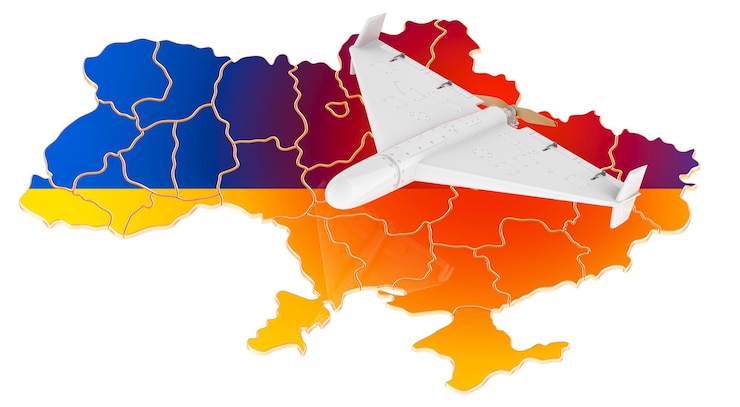 PSD камикадзе-дрон атакует украину концепция 3d-рендерирования изолирована на прозрачном фоне