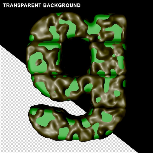 Kamuflaż zielony. 3d wielka litera g