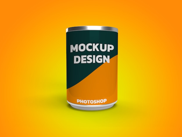 Kan food mockup 3d-weergave realistisch