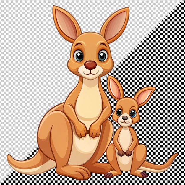 PSD kangaroo and baby vector on transparent background