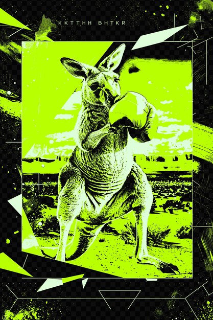 PSD kangaroo boxing with a desert background poster design with psd art design concept poster banner