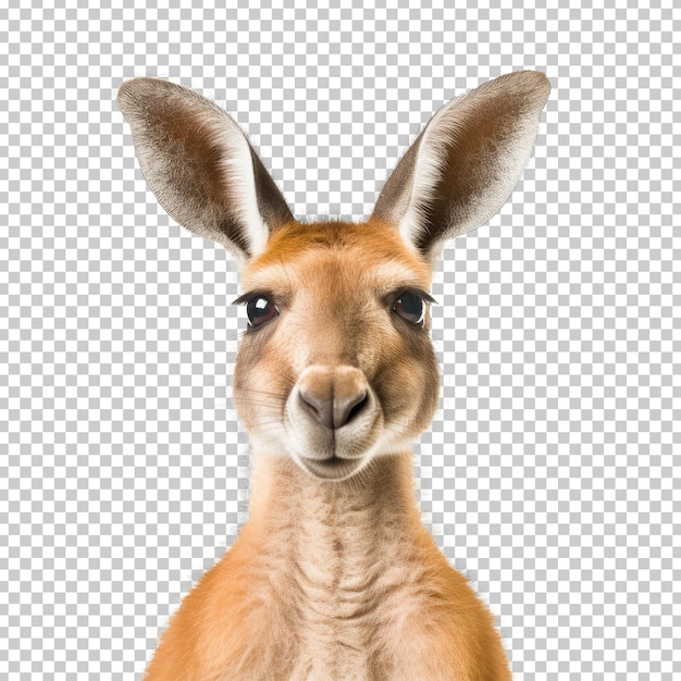 Kangaroo face shot isolated on transparent background