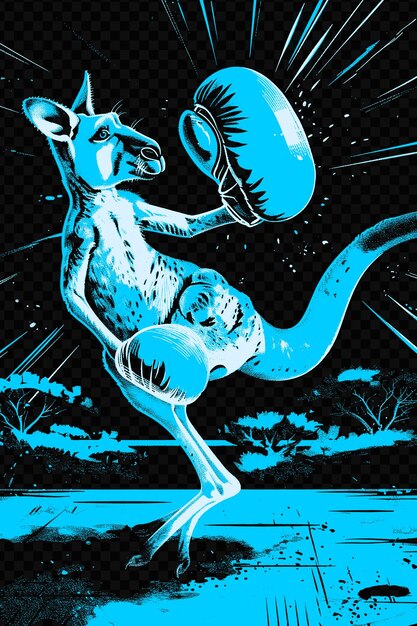 PSD kangaroo jumping with a boxing glove poster design with a co psd art design concept poster banner