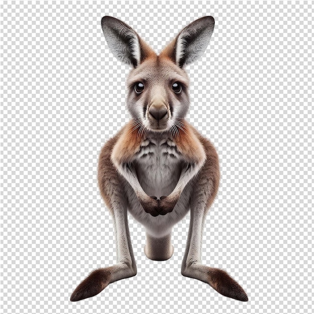 PSD un canguro con la faccia e le orecchie sulla schiena
