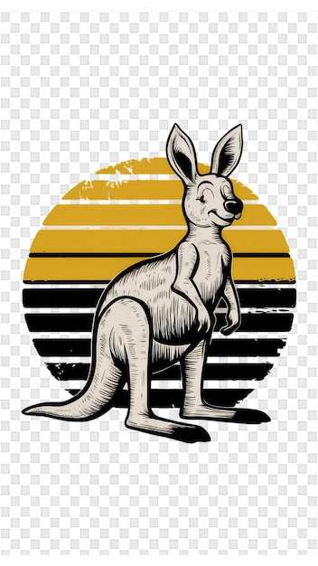 PSD kangur z żółtym tłem i słowem kangur