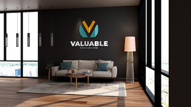 Kantoor lobby wachtkamer muur logo mockup