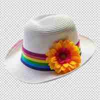 PSD kapelusz z kwiatem w miesiącu dumy na przezroczystym tle