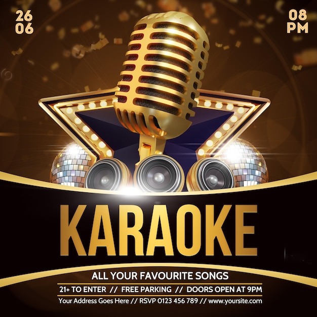 Retro Karaoke Flyer Template [PSD, AI, Vector] - BrandPacks