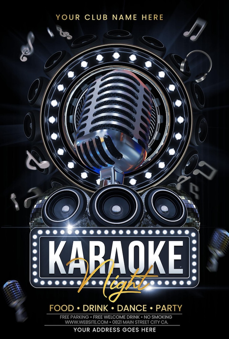 Karaoke Weekend Party Or Podcast Show Flyer Template