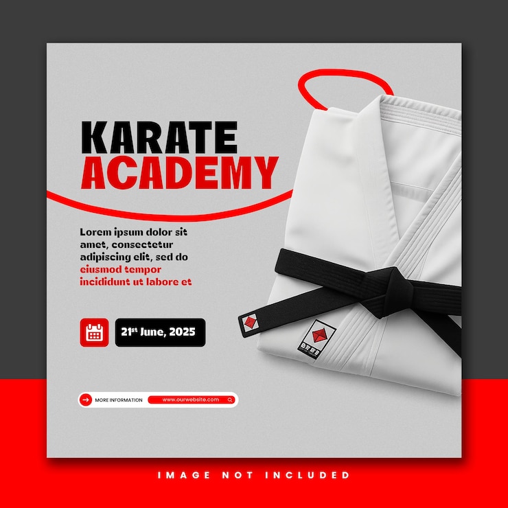 PSD karate academy advertisement for training and events social media psd template