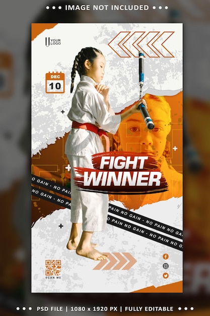 PSD karate kid flyer szablon historii mediów społecznościowych