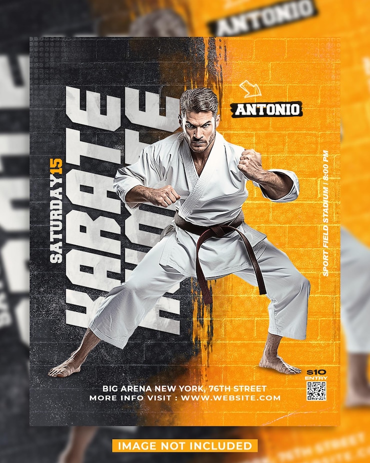 PSD karate sport tournament social media template