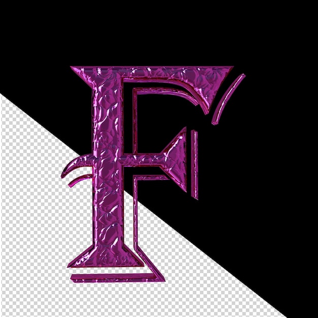 PSD karbowana fioletowa litera symbolu f